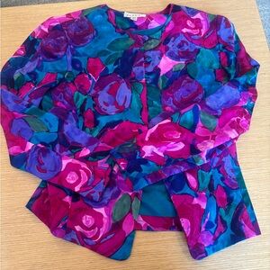 Vintage Adrianna Papell 100 Percent Silk Button Up Blouse